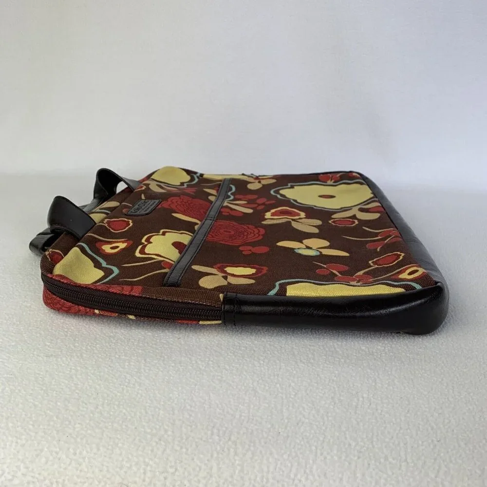 Kailo Chic Collection Slim Brief Notebook Laptop Carrying Case Brown Floral
